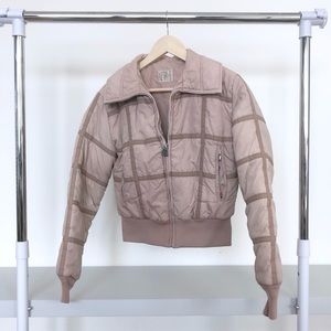 Vintage Roffe Nude Grid Zip Up Ski Puffer Jacket